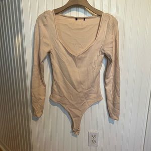 Light pink v neck sweater bodysuit